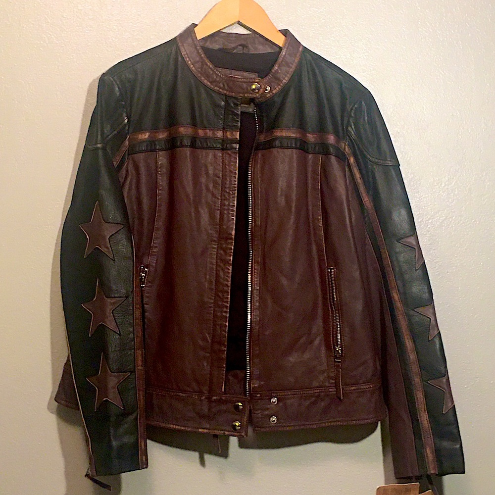 Leather Stars and Stripes Motorcycle Jacket